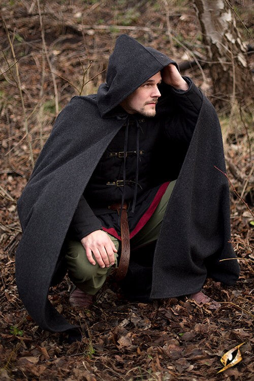 Medieval Gray Wool Cape - Made in India