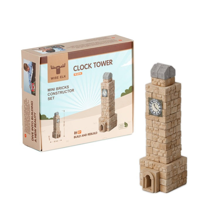 Clock Tower - 80 Piece Mini Bricks Construction Set - Made in Ukraine