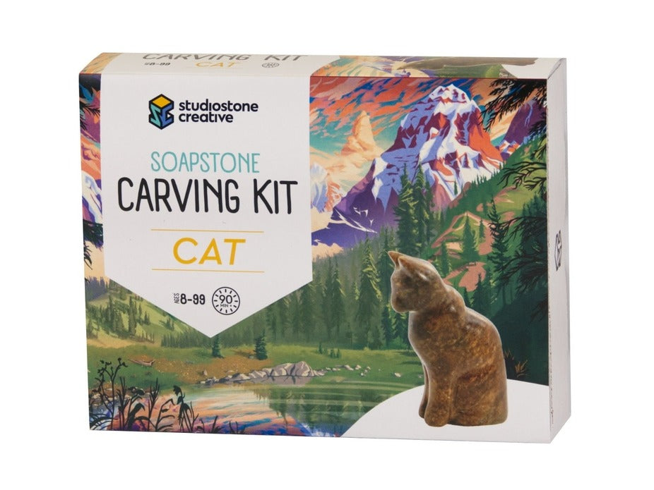 Cat Soapstone Carving Kit - Made in Canada