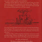 Book back cover with text and illustration of a battle scene on a red background