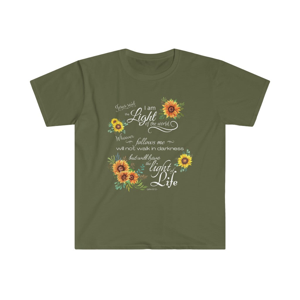 I Am the Light of the World - John 8:12 - Adult Size Softstyle T-Shirt