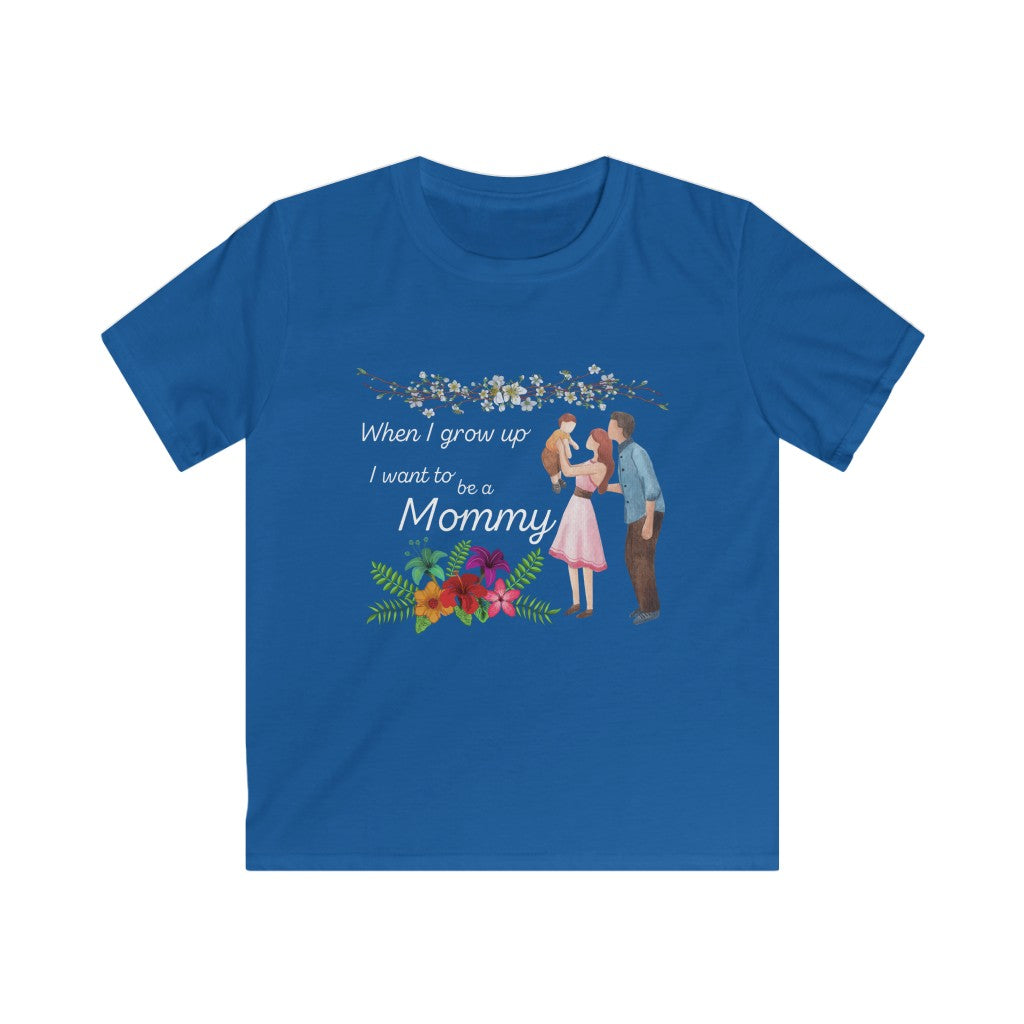 When I Grow Up I Want To Be A Mommy - Girl's T-Shirt Featuring Family with Light Skin Color