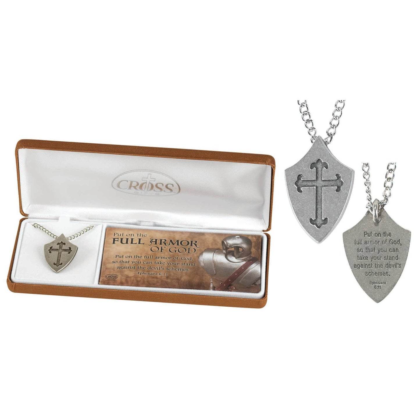 Cross & Shield Necklace - Full Armor of God (Eph. 6:11)