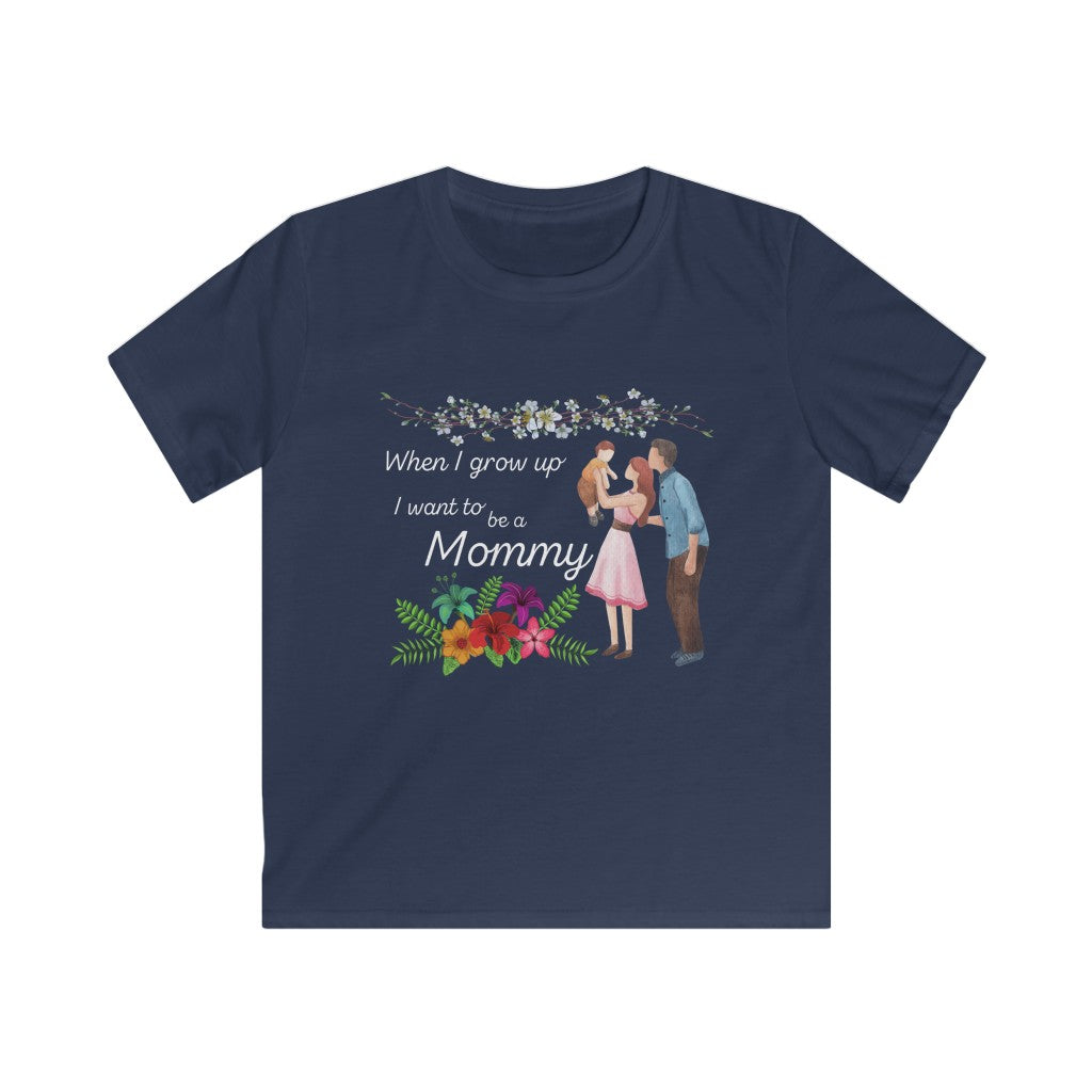 When I Grow Up I Want To Be A Mommy - Girl's T-Shirt Featuring Family with Light Skin Color