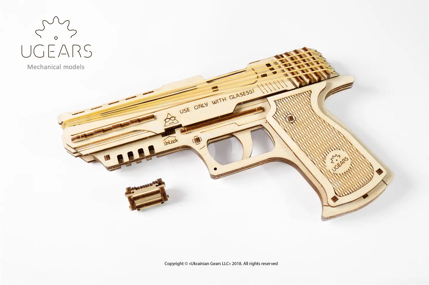 Wolf-01 Rubberband Handgun - Mechanical Model by UGears