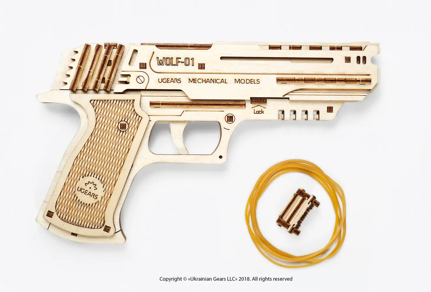 Wolf-01 Rubberband Handgun - Mechanical Model by UGears