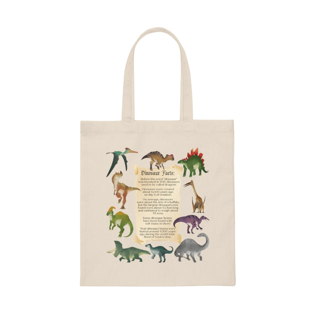 Dinosaur Facts Canvas Tote Bag