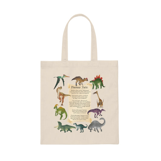 Dinosaur Facts Canvas Tote Bag